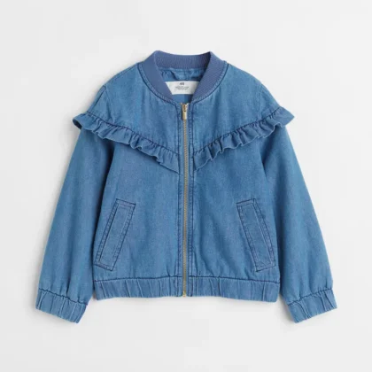 Ruffle-trimmed Bomber Jacket