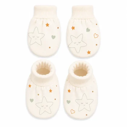 Natural Print Organic Mittens and Socks Set - Star