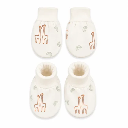 Natural Print Organic Mittens and Socks Set - Giraffe