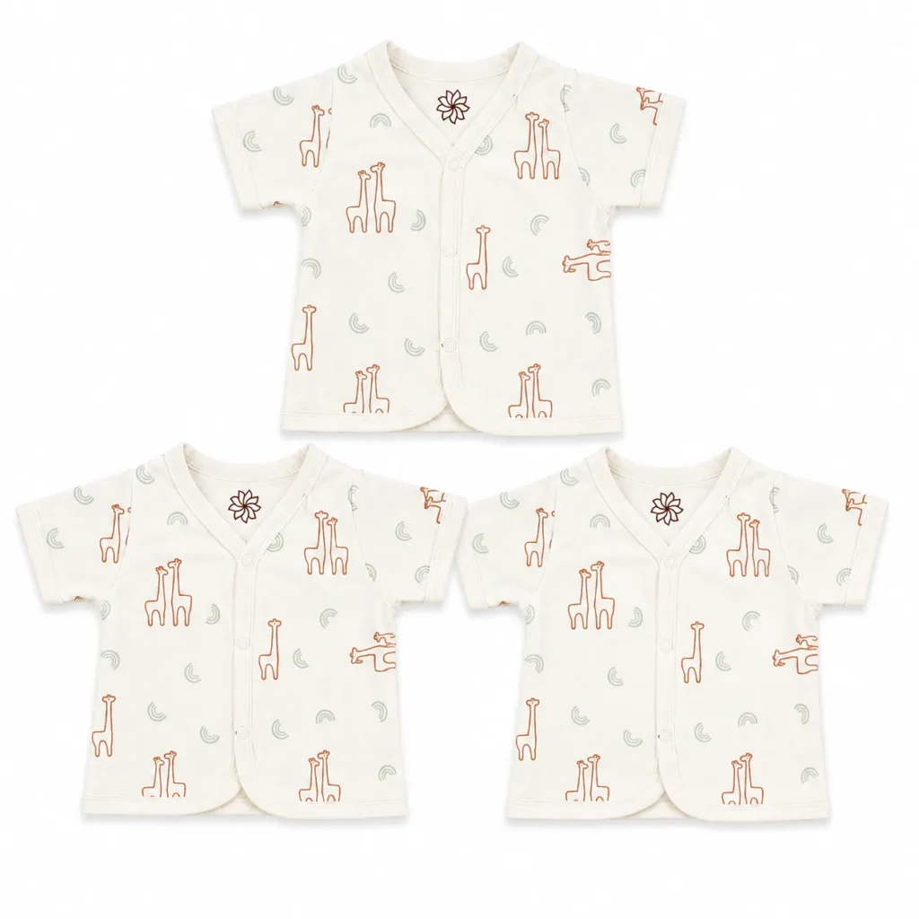 Natural Print Organic Vest Set - Giraffe