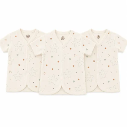 Natural Print Organic Vest Set - Star