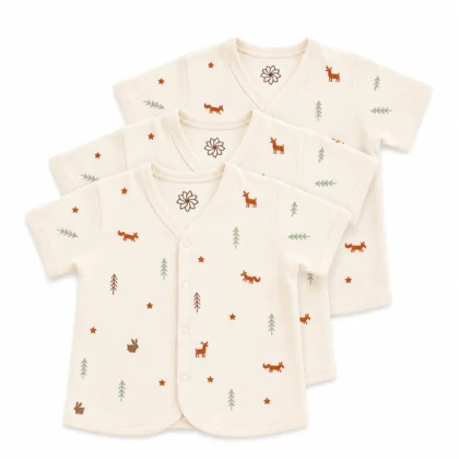 Natural Print Organic Vest Set - Tree